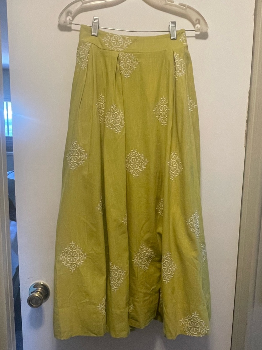 Torrid Lime Embroidered Maxi Skirt with Medallion Motifs